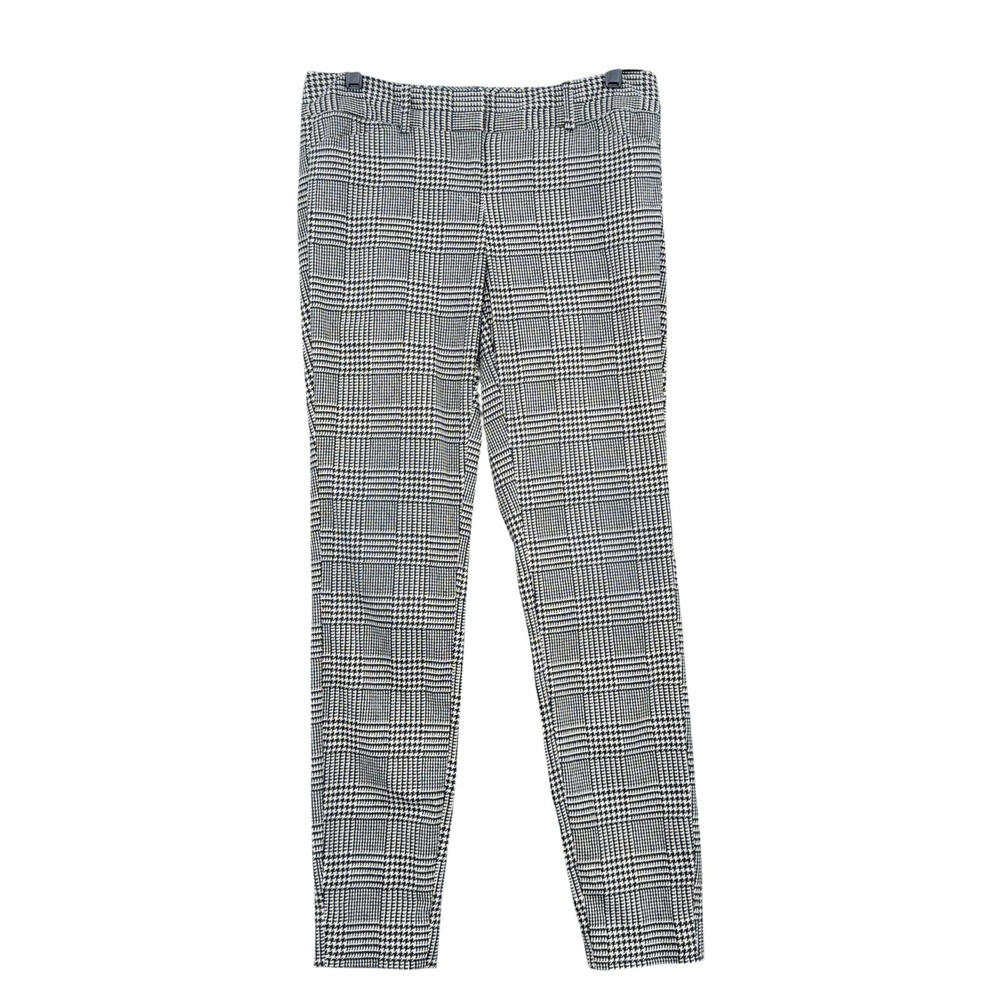 The Limited Ideal Stretch Pants Women 4 Viscose Nylon Black White Plaid